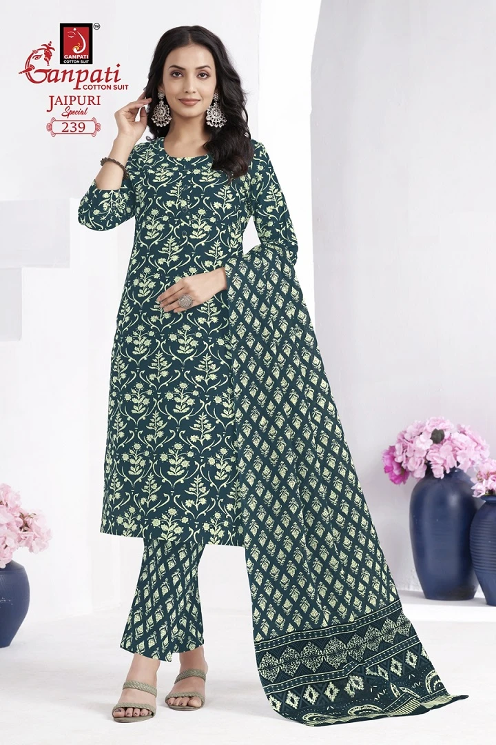 Ganpati Jaipuri Special Vol 10 Pure Cotton Wholesale Readymade Salwar Suit Catalog — Wholesale Salwar Suits, Ganpati wholesale from Surat — view 12